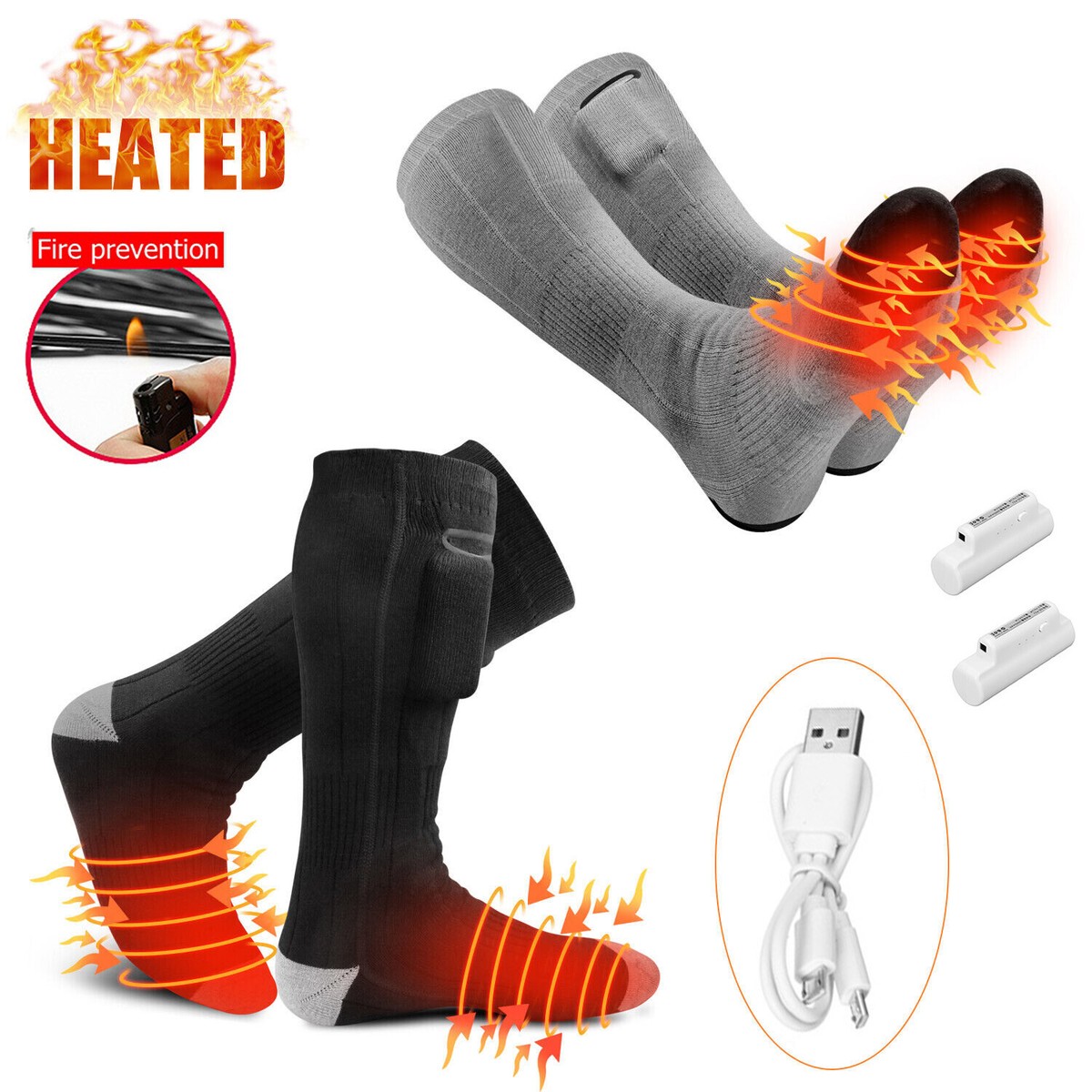 Electric Heated Socks Rechargeable Battery Winter Thermal Warm Skiing  Hunting 23