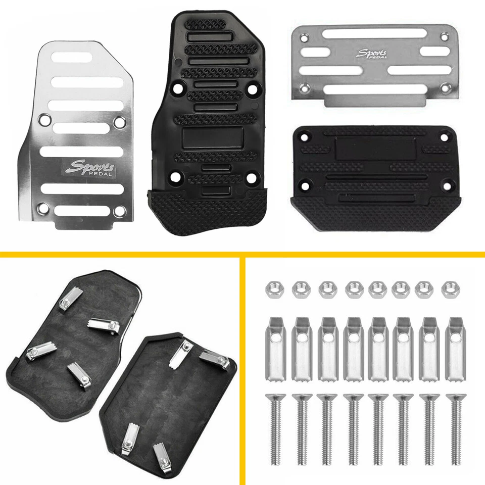 2X Cubierta de pastilla de pedal de freno de gas automática antideslizante accesorios para automóvil plata EOA Foto 4 de 4
