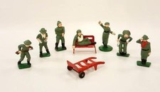 Metal Vtg Toy Soldiers Lot 9 Wounded Seated Painted Asst Bench Native American