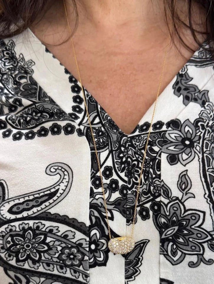 Tiffany & Co. Elsa Peretti Diamond Bean Pendant Necklace - Image 2 of 4
