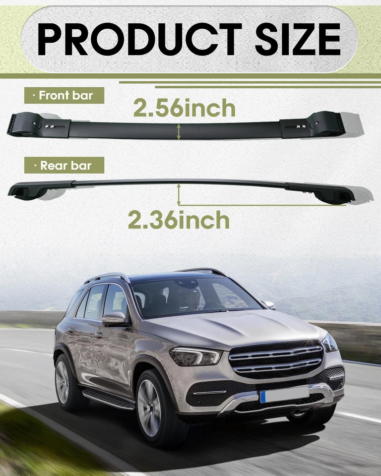 Barras de techo negras para equipaje aptas para Mercedes Benz Clase ML GLE 2013-2019 Foto 3 de 4