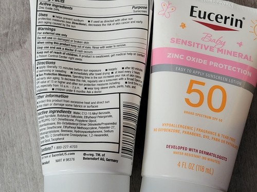 (2)Eucerin BABY Sensitive Mineral Lightweight Oxide Lotion SPF 50 EXP 11/26&2/26 - Picture 3 of 3