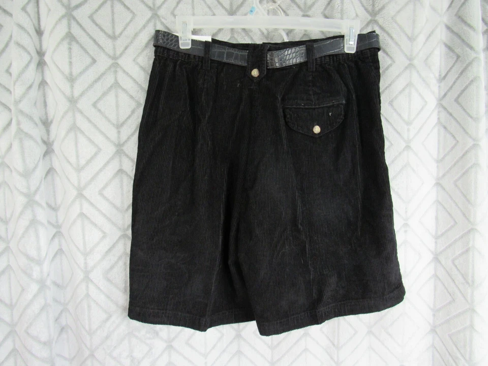 Nuevo Carolina Azul Pana Pantalones Cortos Talla 18 Negro Plisado Bolsillos Cremallera Cinturón Foto 4 de 4