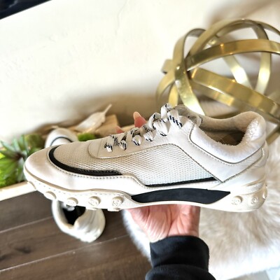 CHANEL tennis shoes Size 36.5 EU 6.5 US White With Blue Trim | eBay