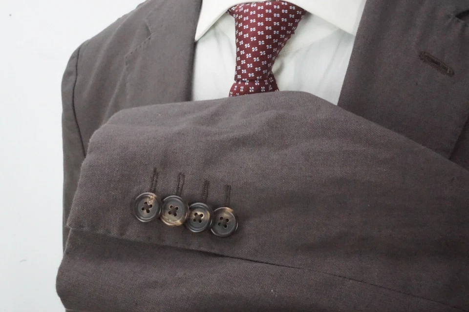 Carolina Herrera Marrón 100% Algodón 2 Piezas Traje Chaqueta Pantalones Talla 41 Foto 4 de 4