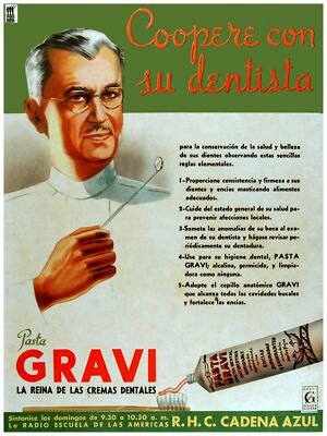 038.Decoration Poster''Dentist Advises''Gravi toothpaste.Decorative Spanish art