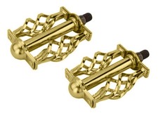 GOLD CAGED TWISTED Bicycle Pedals 1/2" Spindle Cruiser Lowrider Bikes CLR