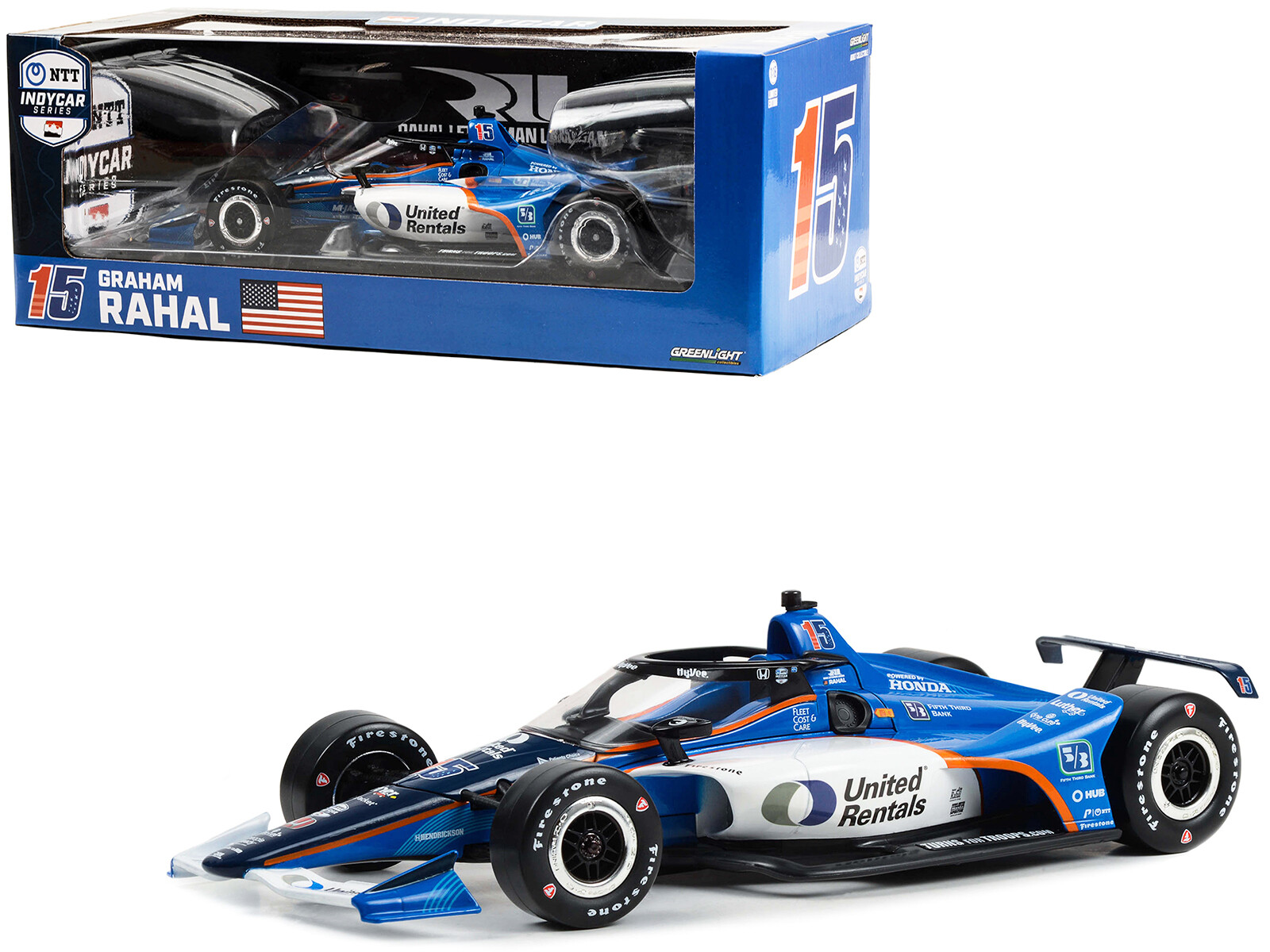 Greenlight 11193 Dallara IndyCar 15 Graham Rahal United Rentals 1/18