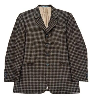 Versace Classic V2 Blazer Men EU 52R Brown Check Coat