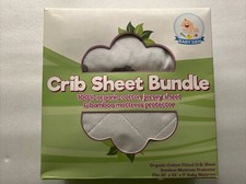 BABY SIEN , Crib Sheet Bundle. 100 Organic Cotton Sheet Bamboo Matress Prote