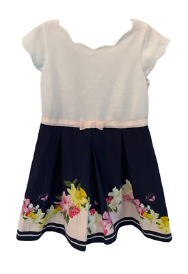 Ted Baker Mädchenkleid kurzärmlig Blumendruck voller Rock 18 24 Monate neu mit Etikett