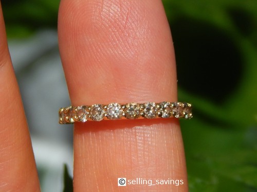 18K YELLOW GOLD 1.00 TCW CHAMPAGNE DIAMOND 2.7 MM STACKING / SOLO BAND RING - Picture 4 of 8