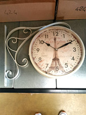 Horloge Murale En Verre 30x30cm - Motif Gargouilles Tour Eiffel, Silencieuse