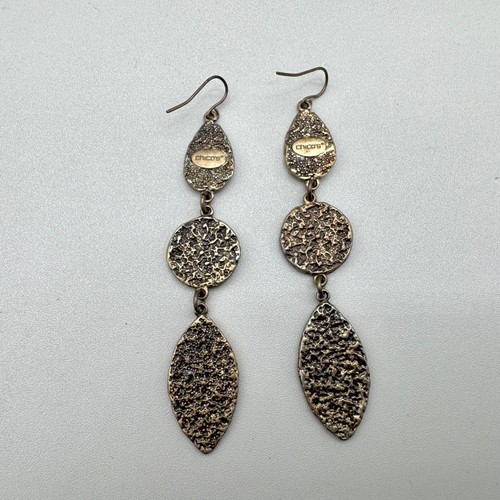 Chicos Earrings Womens Textured Gold Tone Long Dangles Boho Chic 3.25 Inch Drop - Picture 6 of 8