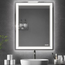 LED Bathroom Vanity Mirror, Dimmable Touch Control, Anti-Fog, 3 Colors
