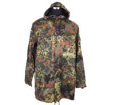 German Bundeswehr Flecktarn Camo Military Parka Jacket GR13 XL Tall Hood