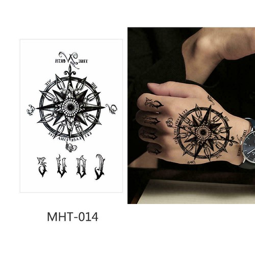 Temporary Tattoo for Men Women Kids Halloween Skull Letter Mandala Rose for Hand - Picture 30 of 34