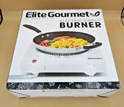 Electric Single Burner Elite Cuisine White Adjustable Temperature ESB-301F  NEW