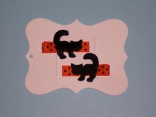 "SPOOKY CAT" set of 2...CLIP HAIR BARRETTES...HALLOWEEN  