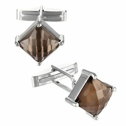 Gemelos de plata de ley Topacio Marrón para Hombres