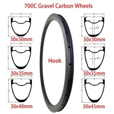 Gravel Bike Carbon Rims 30mm Width 30 35 40 45mm Deep V Brake or Disc Brake 700C