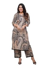 Designer Women Viscose Printed Straight Kurta Pant Set Free Shipping