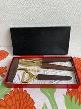 Ancien Set Cuisine Table Décapsuleur Tire Bouchon Casse Noix Laiton Bois