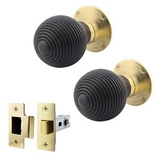 Beehive Wooden Door Knobs Internal Latch Bathroom Key Ebony / Rosewood Timber