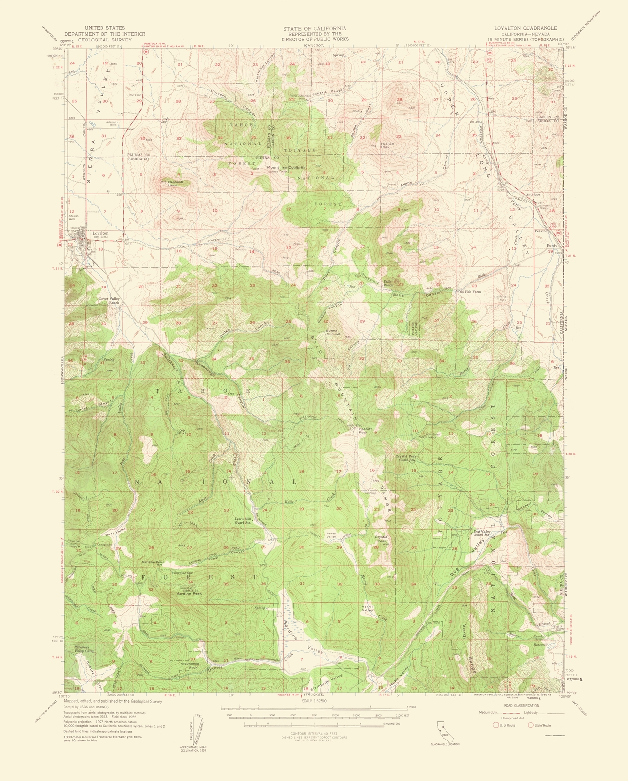 Topo Map Loyalton California Nevada Quad USGS 1960 23.00 x 28.60 eBay