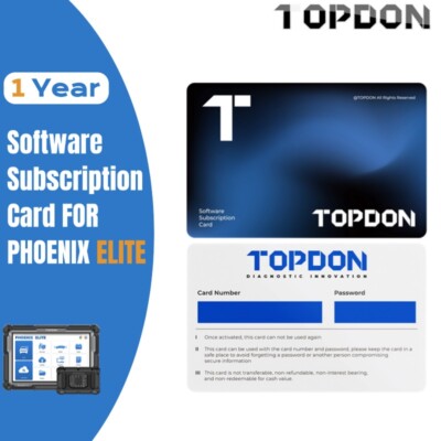 2025 TOPDON Software Update Card Activation Service For Phoenix SMART/MAX/ELite