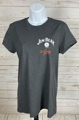 Jim Beam Bourbon Whiskey Shirt Women's Medium Gray Jim & Ginger T Shirt New
