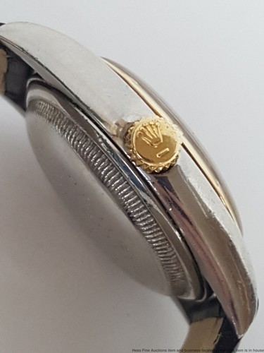 Rolex Oyster Perpetual Red/BK Date Ref# 6075 Ovettone 18k Gold/SS Big BubbleBack - Picture 10 of 12