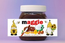 Personalised Spoof Nutella Label/Sticker Sunflower Gonk Birthday Gift