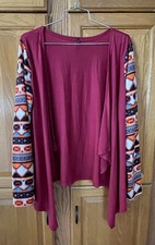 Womens Large Lightweight Cardigan Shirt Open Front Colorful Aztec Geometric