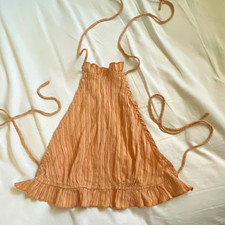 Women s Beige Solid Crinkle Halter Top Tie Ne...