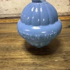 Vintage Lightning Rod Orb Blue Milk Glass Ball WC Shinn Lincoln Neb. USA