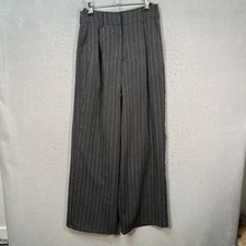 ASOS Edition Womens Size 2 Gray Pinstripe Wide-Leg Trousers Dress Pants