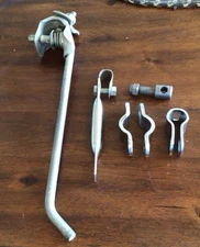 VINTAGE Bicycle Bike 11” Kick Stand Single Leg  Silver  & Clamps