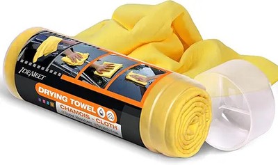 Premium Super Absorbent 26''x17'' Large Car Drying Chamois Towel,  Color: Yellow