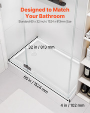 Shower Pan 60 L x 32 W Single Threshold Shower Base Left Drain Location