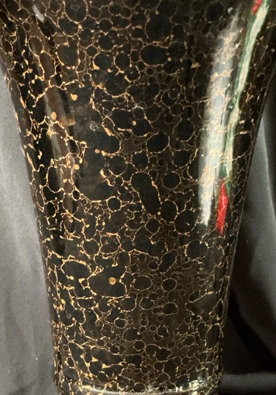 Mehrfarbige Vase - Schwarz Gold Gelb - 16 cm hoch - glasierte Keramik - Bild 2 von 2