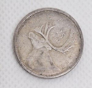1955 Canadian 25 Cents Silver Quarter - Condition As Shown