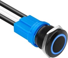 Blue LED Latching Push Button Switch Aluminum Alloy IP67 Waterproof 5 24V 20A
