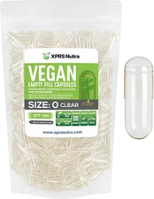 XPRS Nutra Size 0 Empty Capsules - 500 Count 500 (Pack of 1), Clear 