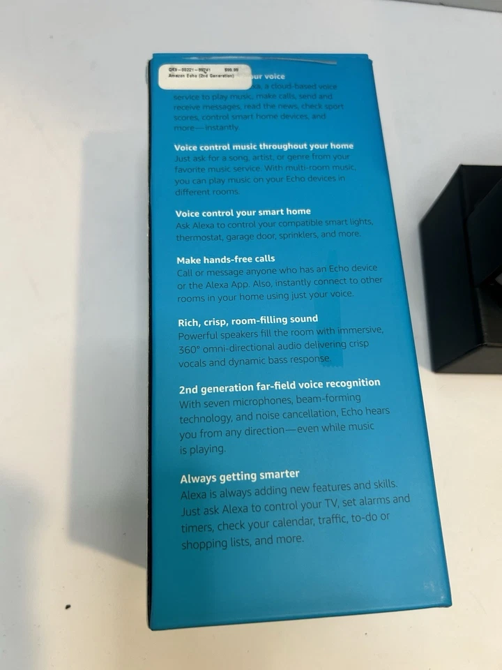 Amazon Echo (2nd Generation) Smart Speaker with Alexa - Heather Gray Fabric NIB - Image 2 of 4