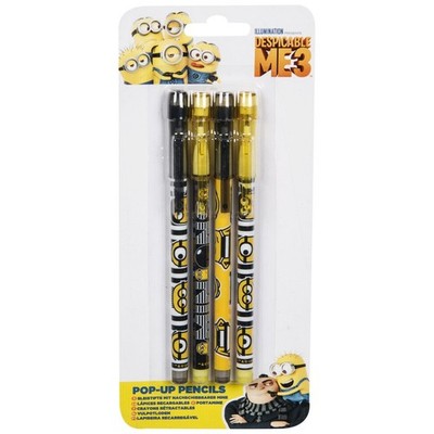 DESPICABLE ME 3 | Pop Up Druckbleistifte | 4 Stück Minions NEU OVP