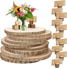 10 PCS 8-9 Inch Large Wood Slices for Centerpieces, with Table Number Holders an