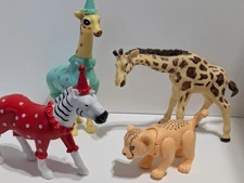 ANKYO & other Circus Animals Birthday Party Cake Toppers Lot Zebra Giraffe Etc