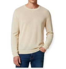 Zara Pale Yellow Linen Cotton Men  s Lightweight Sweater NEW - Size Medium