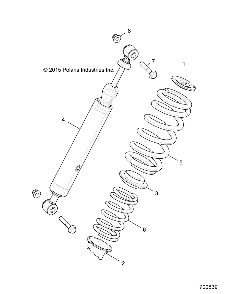 Polaris High Temp Shock, Rear, Genuine OEM Part 7044681, Qty 1 - Image 2 of 2